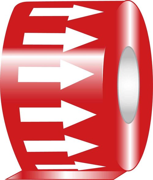 Accuform RAW254RDWT Adhesive Vinyl Directional Flow Arrow Tape, 2" Width x 54' Length x 0.006" Thickness, White/Red