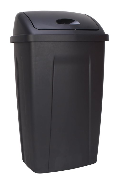 GGlzxfnc 13 Gallon Trash Can, Plastic Swing Top Kitchen Garbage Trash Can, Black