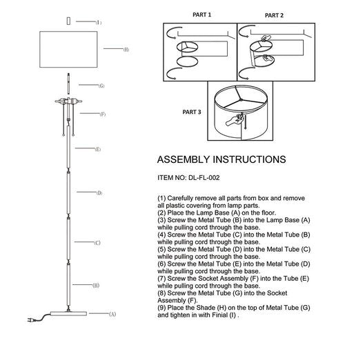DEEPLITE Modern 2-Light Floor Lamp, Tall Standing Lamp with 2 Bulb Socket for Living Room Bedroom Office Bright Lighting, Brushed Nickel Body, White Lampshade