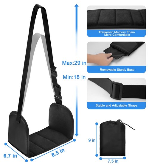 Adjustable Airplane Foot Rest Hammock for Airplane Seats, with Thickened Memory Cotton & Support Plates - Leg Relief (1 Pack)