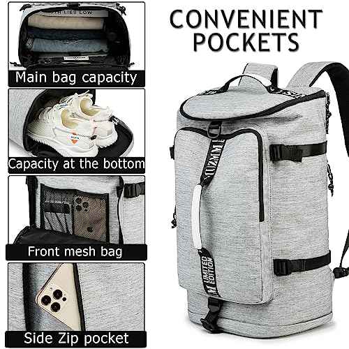 Gym Duffle Bag Waterproof black Laptop Backpack Suitable for Hiking, Fishing, Travel 40L Large Capacity Trendy Cool Lightweight Backpack for Men and Women