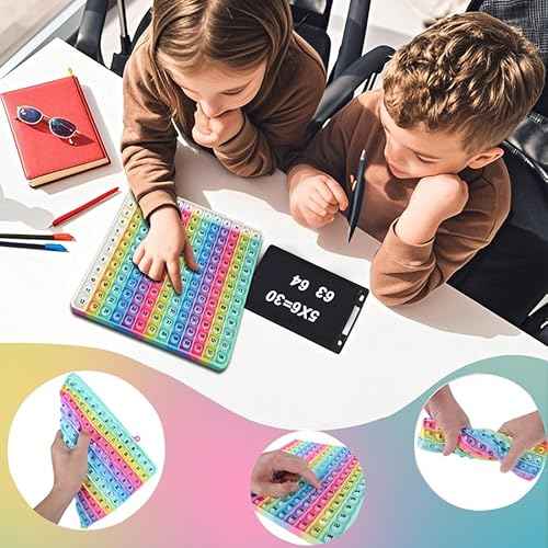 12x12 Multiplication Game Table Kids Math Learning Posters, Fidget Popper Educational Math Tools Fidget Popular Toys Relieve Stress and Create Various Math Operations