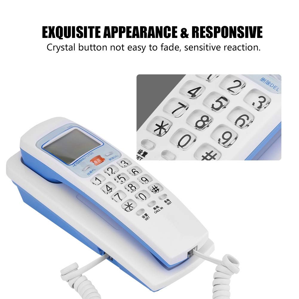 Corded Phone, /DTMF Caller ID Telephone Wall-Mounted Fixed Corded Phone Desk Put Landline Fashion Extension Telephone for Home (White)