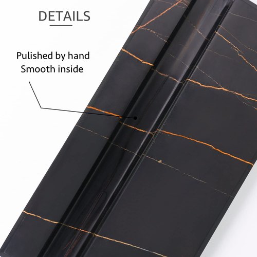 JIMEI Business Card Holder for Desk - Elegant Business Card Display Holder - Made of Sahara Noir Marble - Desk Organizer Stand for 25 Business Cards - Cute Office Desktop Accessory for Men and Women