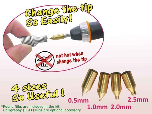 KINGTOOL Hot Foil Embossing Stamping Pen with 6 Rolls Hot Foil Papers, USB Powered (with 4 Nibs) (Yellow)