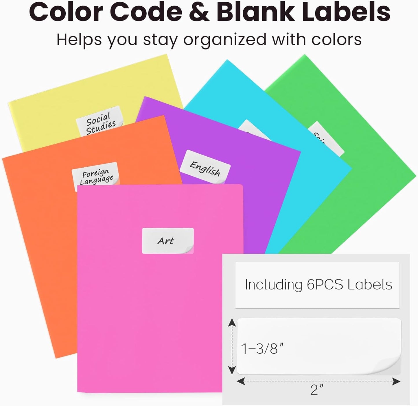Sooez 6-Pack Plastic Pocket Folders - Heavy Duty, Aesthetic Pastel Colors | Ideal for School & Office
