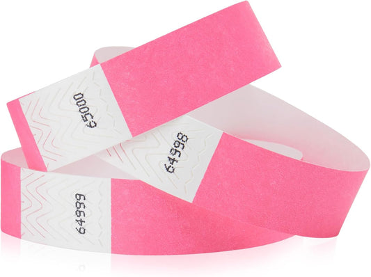 WristCo Neon Pink Tyvek Wristbands - Tamper-Proof, Fluorescent Event Bracelets | Premium-Grade for Medical & VIP ID