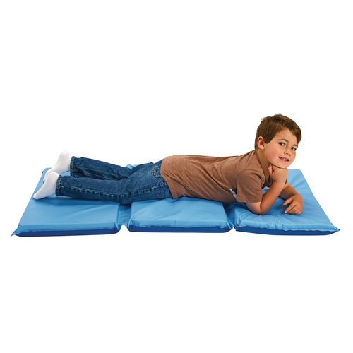 2 Inch Two-Tone Blue Germ-Free Rest Mat by MyPerfectClassroom, Tri-Fold Mat for Comfortable and Safe Nap Time in Daycares, Preschools and Playrooms