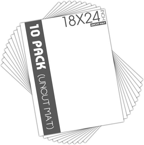 Mat Board Center | Pack of 10 Acid-Free 18x24 White Uncut Mat Boards for Frames & Photos