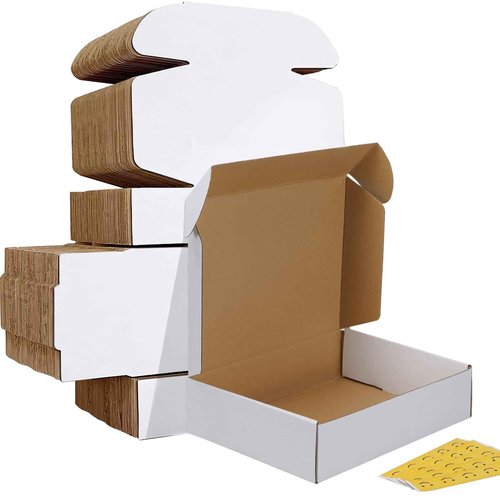 HORLIMER 12x9x3 inches Shipping Boxes Set of 50, White Medium Corrugated Cardboard Box Literature Mailer