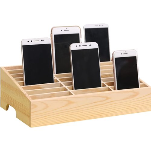 Generic 24 Grid Wooden Desktop Storage Box, Cell Phone Holder Desktop Organizer Storage Box, Caddy Box for Classroom Office, YE-CB-001