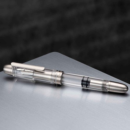 Asvine P36 Titanium Fountain Pen Piston Filling, Bock Extra Fine Nib Clear Transparent Acrylic Smooth Writing Signature Pen Case Gift Set