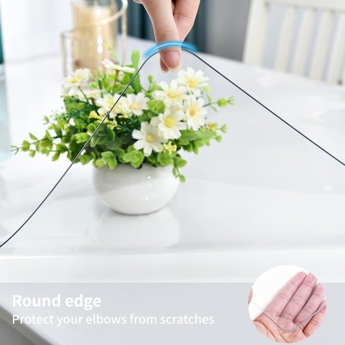 LBJFYHJN Clear Desk Mat, Non-Slip PVC Desk Protector Mat with Round Edge, Heat Resistant & Waterproof Clear Desk Writing Mat for Home and Office (39.4''*19.7'')