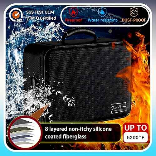 Fireproof Document Organizer Bag with Lock, 13 Labeled Pockets & Passport Pouch ? Waterproof File Folder for Home, Office & Travel