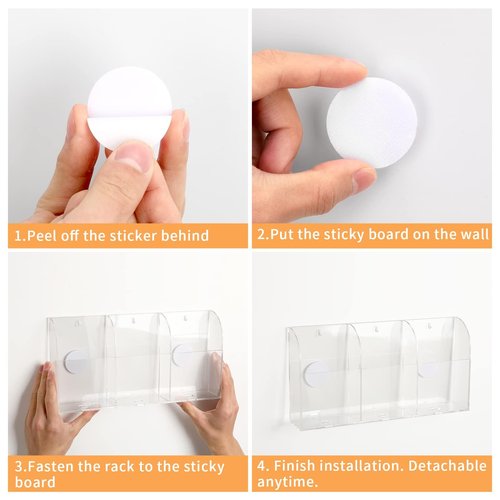 APSOONSELL Clear Acrylic Remote Holder Wall Mount Phone Holder Large Remote Control Holder Media Caddy, 3 Compartments