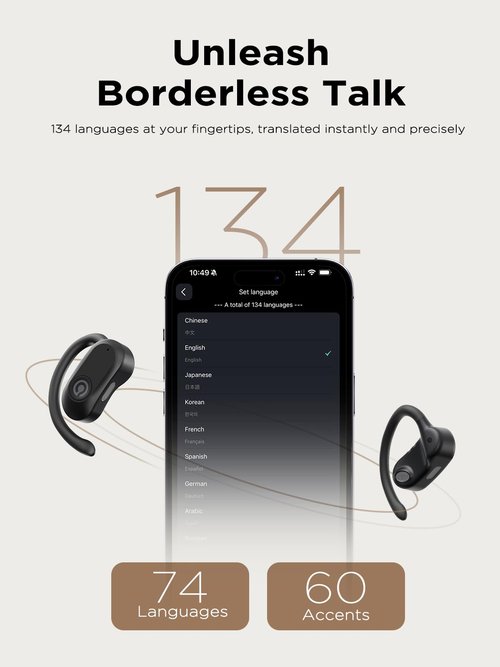 CXK AI Language Translation Earbuds Real Time for Travel Business Meeting Learning, Black