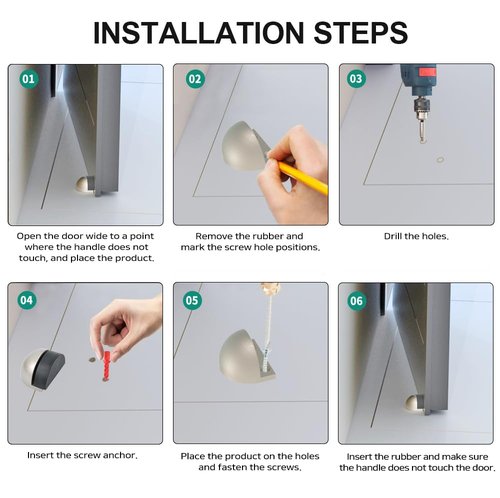 CG PLUS Floor Door Stopper with Rubber pad 4pack, Semicircle Shaped Door Stopper, Protecting Wall (2inch x 30pack, Satin Nickel)