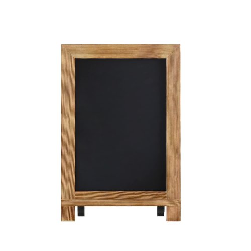 Flash Furniture Canterbury 10 Pack Tabletop Magnetic Chalkboards - Torched Wood Finish - 9.5" x 14" - Metal Folding Legs - Hanging Message Board - Counter Memo Board