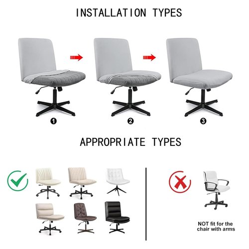WYLEBER Stretch Armless Chair Covers,Swivel Criss Cross Chair Covers Slipcovers,Mid Back Wide Seat Office Desk Accent Chair Cover for Offices,Bedrooms,Dressers(White)