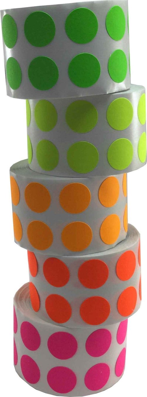 InStockLabels.com 1/2" Color Coding Dot Stickers - Fluorescent Collection - 5,000 Total Labels