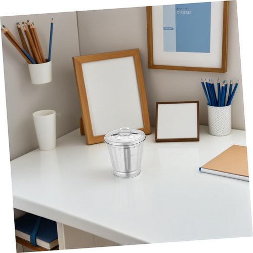 jojofuny 9 Pcs Metal Mini Trash Can - 3.5*3.7 Inch Toy Garbage Cans, Small Desktop Storage Bin with Lids for Special Party Favors, Small Ashtray with Lid, Cute Flower Pot, Snacks Holds, Pencil Holder