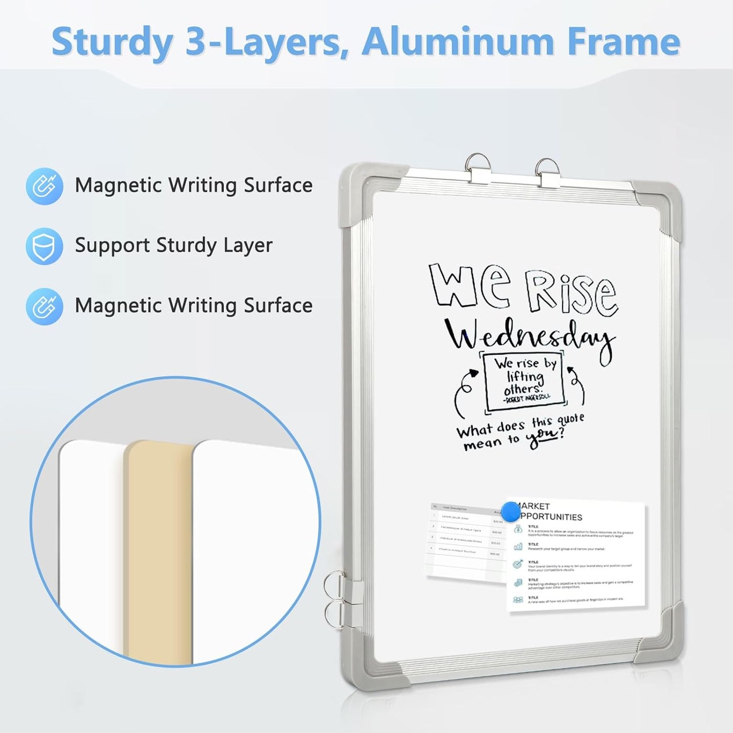 Skiennix Double-Sided Whiteboard Calendar - 16" x 12" Magnetic Dry Erase Planner for Home & Office