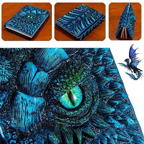 3D Dragon Eye Embossed Journal,Resin Engraving Notebook,Dnd notebook for Dragon Lovers £¬Blank Paper,Hardcover Travel Notepad for Writing,Sketchbook,Collection,Gift,Decoration A4 and A5 Size (A5-Blue