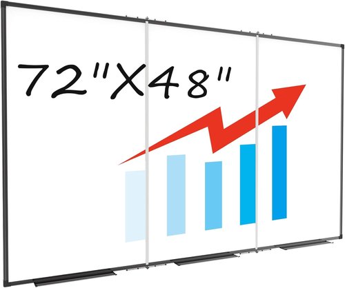Magnetic Dry Erase Whiteboard by [Brand Name] - Large 72x48 Inches, Foldable with Black Aluminum Frame & 3 Detachable Marker Trays
