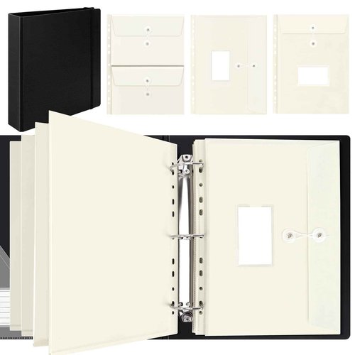 Uquelic Large Folio Document Organizer, Important Document Organizer with 8 Expandable A4 Size & 4 A5 Size Plastic Document Envelopes for Important Paper Files,Photos, Letters, Labels Included (Black)
