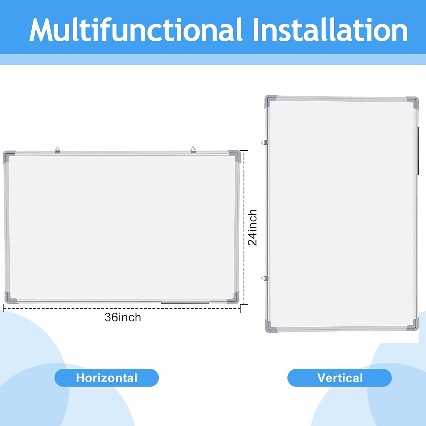 Tinlade Magnetic Dry Erase Whiteboard - 6 Pack Aluminum Frame for Home Office | 36 x 24 Inches