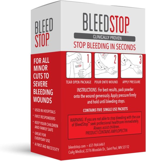 BleedStop™ First Aid Powder - Rapid Blood Clotting Solution for Severe Wounds | 5 Pack (15g)