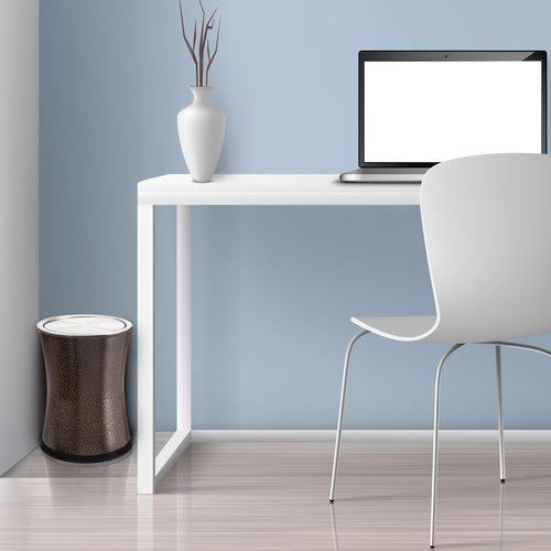 Bennett Swivel-A-Lid Small Trash Can, Metal Attractive 'Center-Inset' Designed Wastebasket, Modern Home Décor, Round Shape (Brown)