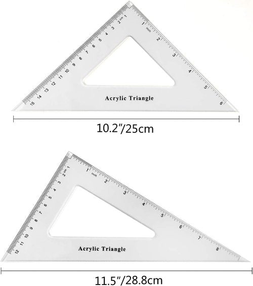 Coopay Triangle Ruler Set - Large 30/60 & 45/90 Degree Hollow Design for Precision Drawing