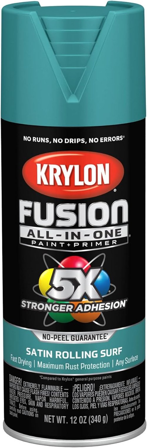 Krylon Fusion All-In-One Spray Paint - Indoor/Outdoor Use, 12 oz, Rolling Surf Color