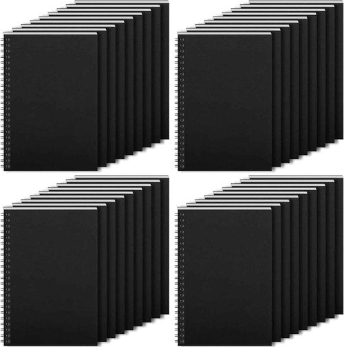 Gabotrie 36 PCS Spiral Notebook Bulk,Black Cover Lined Writing Notebooks,8.2 inch x 5.5 inch Spiral Notebooks,A5 Soft Cover Ruled Notebooks for School Office Traveler,100 Pages/50 Sheets