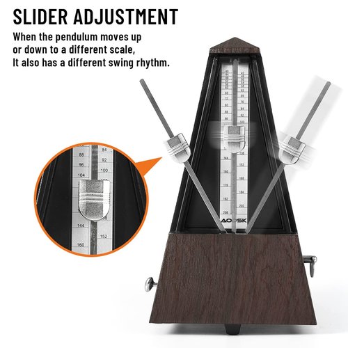 AODSK Mechanical Metronome Black Universal Metronome for Piano Guitar Violin Drums and Other Instruments Standard Loud Sound