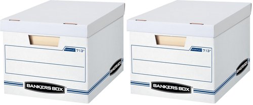 Bankers Box 12 Pack STOR/FILE Basic Duty File Storage Boxes, Standard Assembly, Lift-off Lid, Letter/Legal, White/Blue