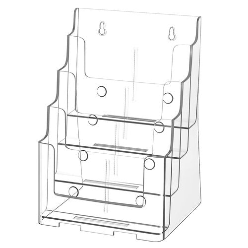 PPH-Sisy Acrylic Brochure Holder 8.5 x 11 inch Brochure Display Stand, Magazine Holder 4 Tier Pamphlet Holder with Removable Divider for 4 x 9 inch Brochures for Wall Mount or Desktop