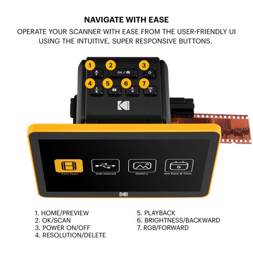 Kodak Slide N Scan Max Digital Film Slide Scanner, Black/Yellow (RODFS70)