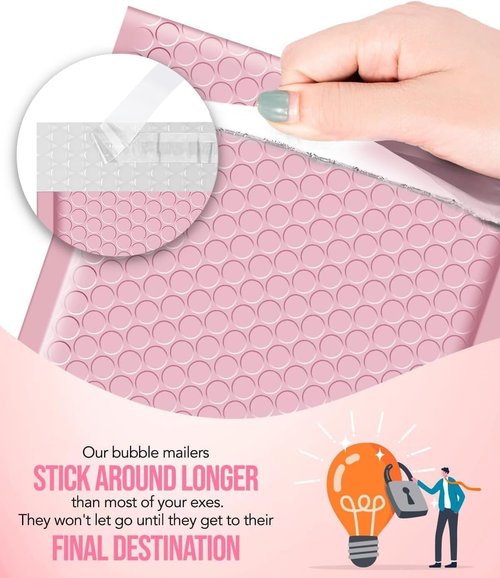GSSUSA Light Pink Bubble Mailers - 4x8 Small Padded Envelopes | 800 Pack with Strong Adhesion Self-Seal