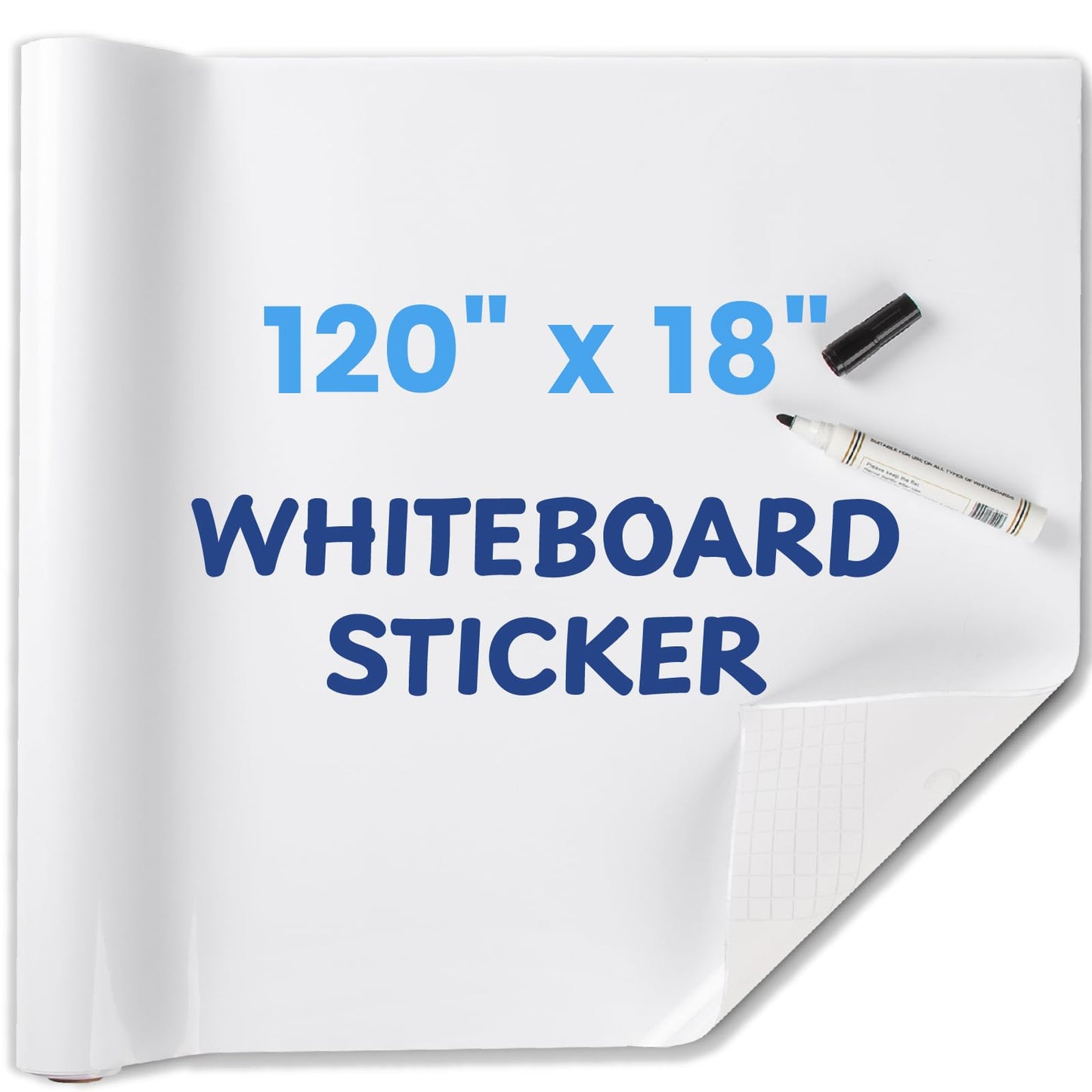 HeatPomelo Whiteboard Sticker for Wall, 120" x 18" No Ghosting Peel and Stick Dry Erase White Board Roll, Stain-Proof Self-Adhesive Whiteboard Paper for Home, Office, Classroom