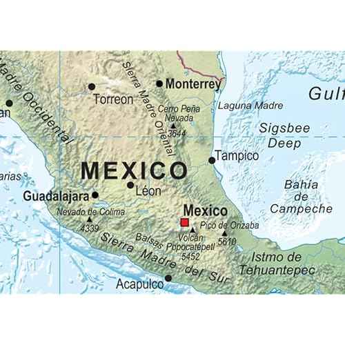 Central America and the Caribbean Physical Map - 39.3 x 27.5 inches ? Paper Laminated