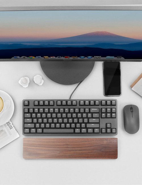 Meatanty Wooden Keyboard Wrist Rest,Ergonomic TKL Gaming Walnut Mechanical Keyboard Wrist Pad,Hard Wrist Rest Palm Rest Supports Computer, Laptop Comfortable Typing Pain Relief (14.17")