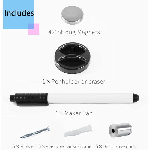 R&G Magnetic Glass Whiteboard,36"×24" (3'x 2'),Glass Dry Erase Board,White Frameless Surface, Includes Board, Magnets, 1 Marker and a Eraser,for Home and Office