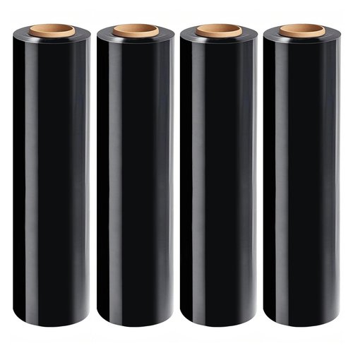 18" Black Stretch Wrap Roll, Heavy Duty 18in 1500ft Shrink Wrap Roll, 80 Gauge Industrial Strength Stretch Film, Stretch Wrap for Moving, Plastic Wrap for Pallet Wrapping Shipping(4 Rolls)