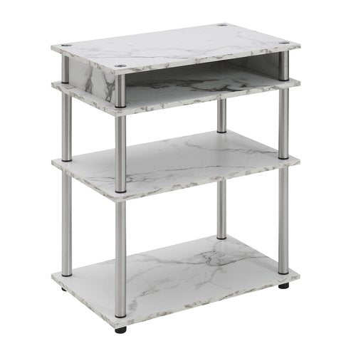 Designs2Go No Tools Printer Stand with Shelves 23.75" - Contemporary Modern Storage Printer Stand for Office, Den Organization, White Faux Marble