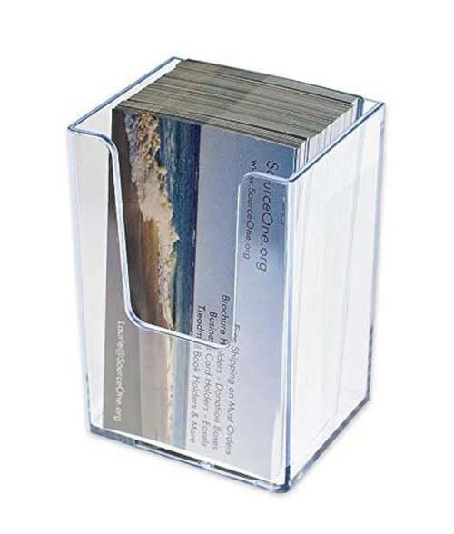 SOURCEONE.ORG Premium Clear Acrylic Single Pocket Vertical Business Card Holder