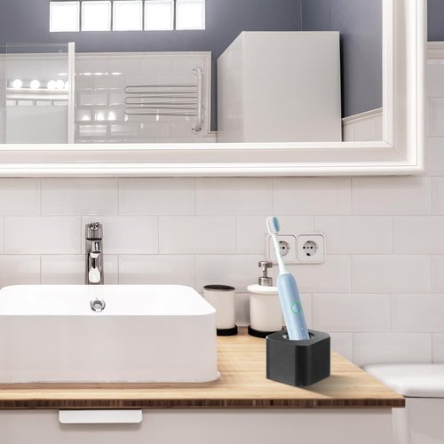 4 Pieces Single Pen Holder For Desk, Solid Metal Fountain Pen Stand, Square Pen Stand, Mini Pen Display Stand Toothbrush Holder, Desk Organizer Accessory, For Home, Office, Students, Teachers (Black)