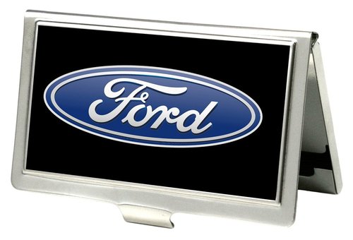 Buckle-Down Business Card Holder - Ford Oval Logo Black/Blue - Small