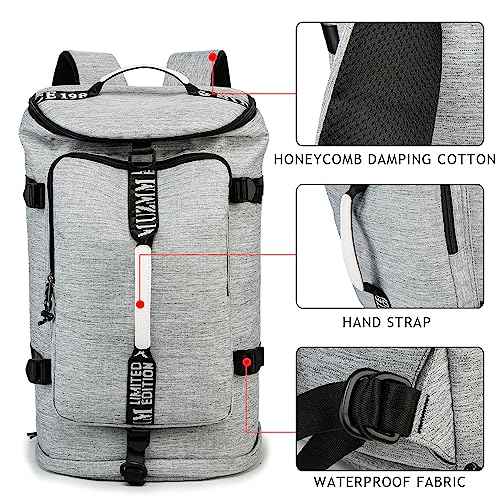 Gym Duffle Bag Waterproof black Laptop Backpack Suitable for Hiking, Fishing, Travel 40L Large Capacity Trendy Cool Lightweight Backpack for Men and Women